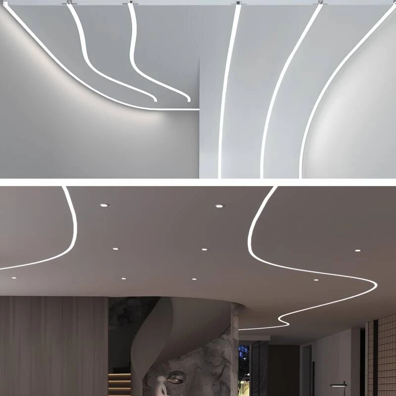 Perfil de Aluminio Flexible Integración en Escayola/Pladur para Tiras LED hasta 15 mm