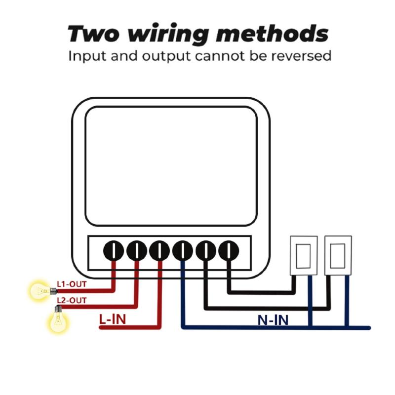 Interruptor WiFi Mini Compatible con Interruptor Convencional 2 Canales
