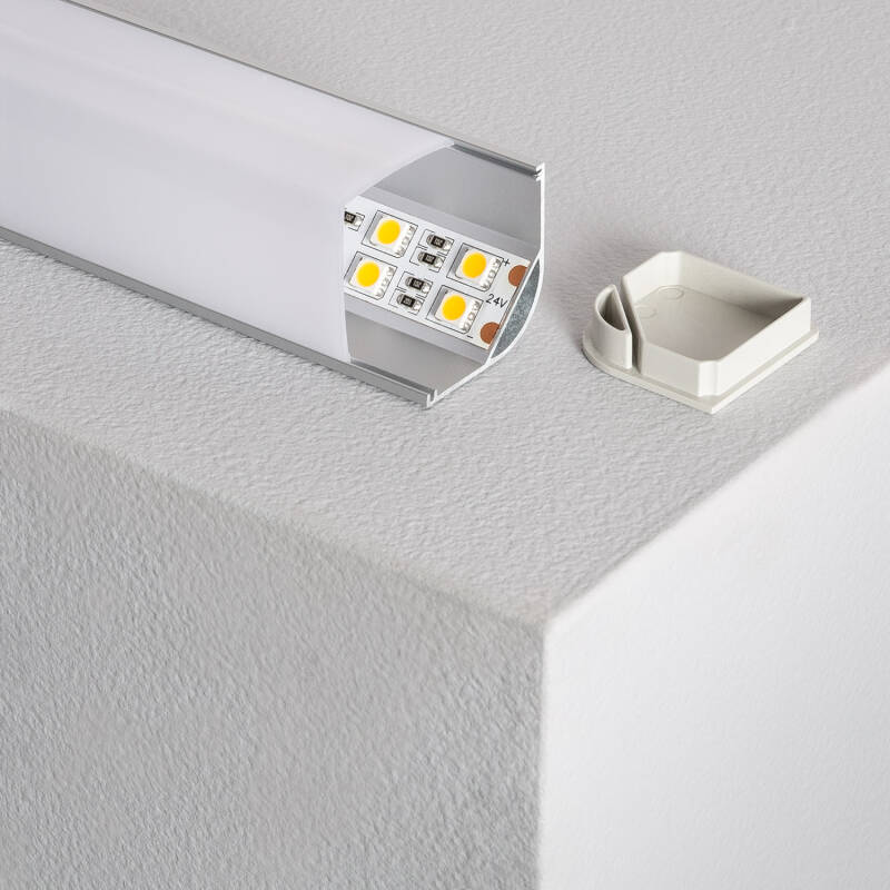 Perfil Aluminio Esquina Triangular 2m para Tira LED hasta 20mm