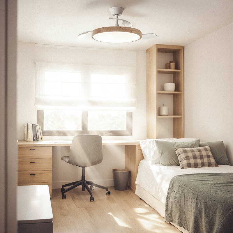 Ventilador de Techo con luz Silencioso DC aspas retráctiles Dari