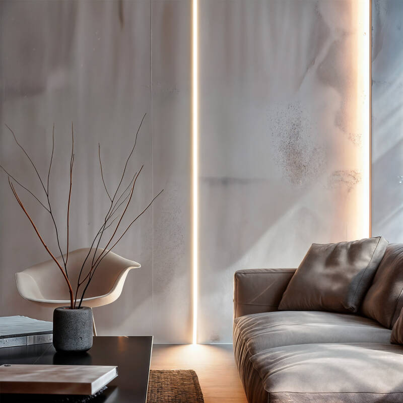 Perfil Aluminio Empotrable 1m Tapa Deslizable para Tiras LED hasta 10 mm