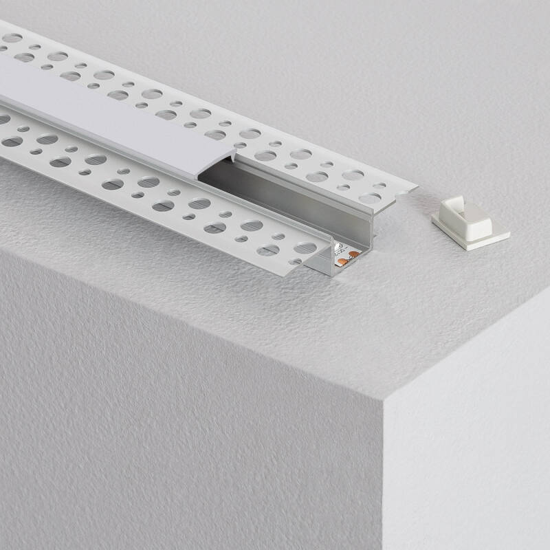 Perfil Aluminio Integrado en Escayola/Pladur para Tira LED hasta 15 mm
