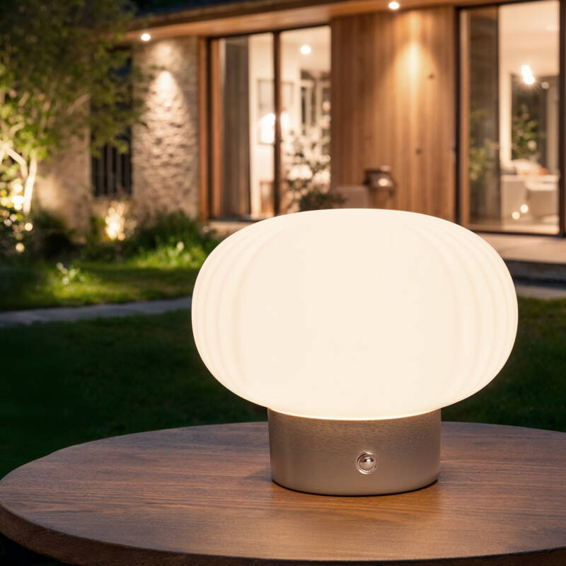 Lámpara de Mesa LED Metal Portátil Exterior con Batería USB Recargable Aluzna