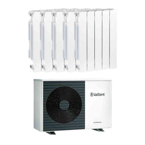 Kit Aerotermia con Radiadores de Alta Temperatura de Aluminio Vaillant 8kW para 100m2