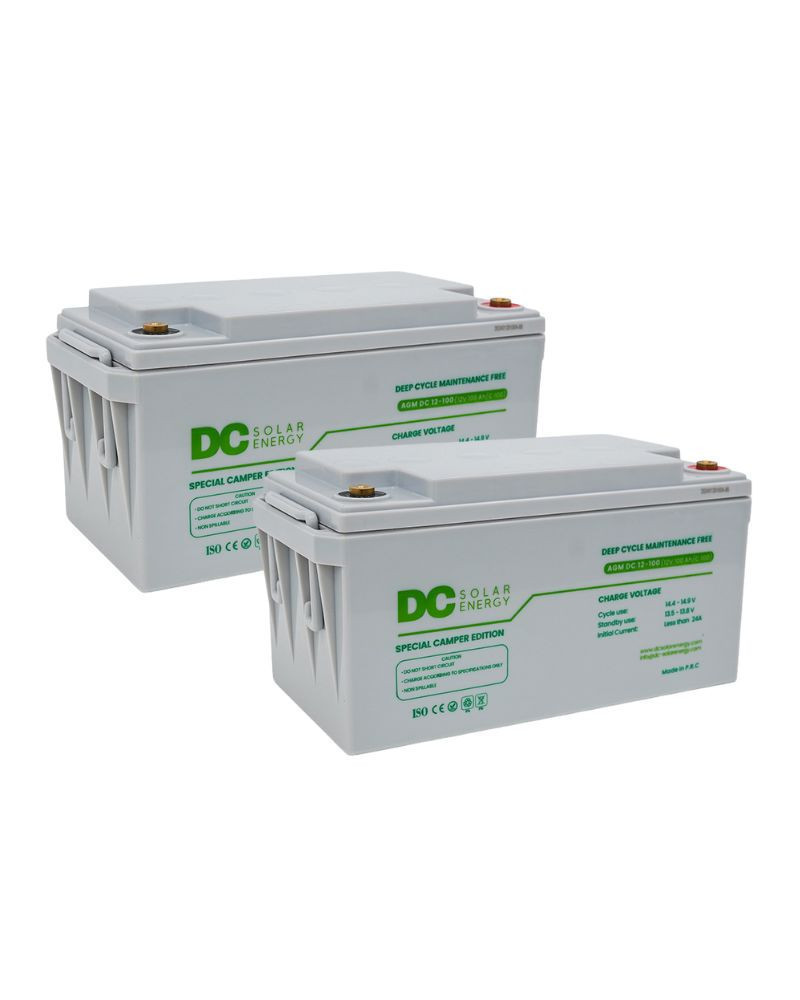 Pack 2 unidades de Baterías AGM 100Ah 12V DC Solar Energy