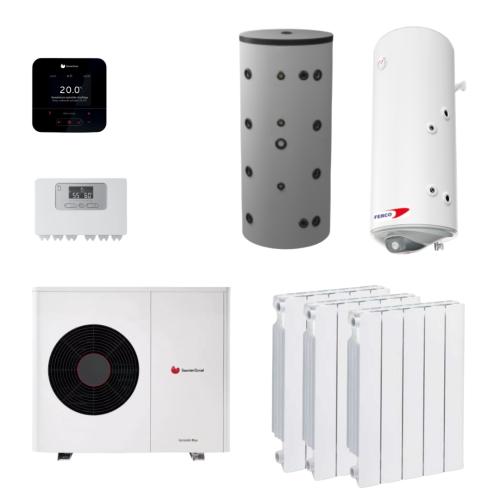 Kit Aerotermia con Radiadores Saunier Duval Genia Air Max 8 Cableado 10,1kW R290 para 150m2