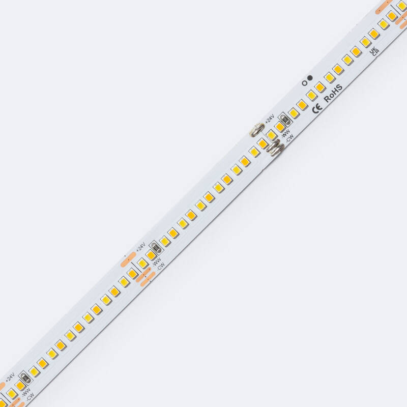 Tira LED 24V SMD CCT 280 LED/m 5m 12W/m 1200lm/m Ancho 10mm Corte 5cm IP20 CRI90