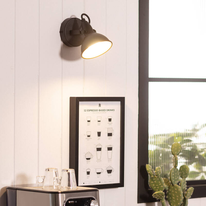 Lámpara de Pared Orientable Aluminio 1 Foco Emer Negro