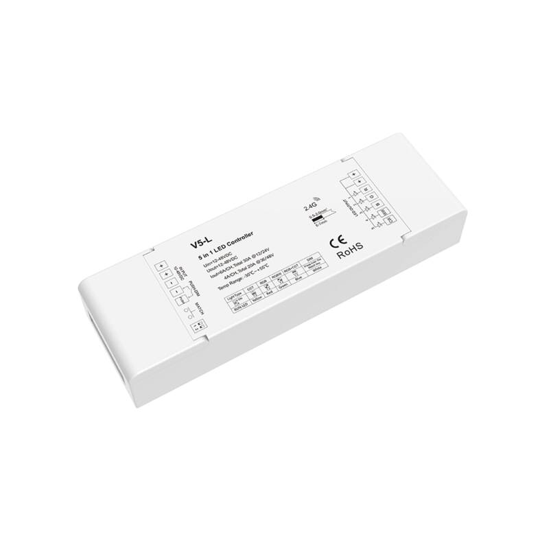 Controlador Tira LED Monocolor/CCT/RGB/RGBW/RGB+CCT 12-24V SKYDANCE V5-L Compatible con Pulsador y Mando RF