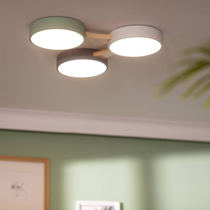 Plafón LED 30W Madera y Metal CCT Seleccionable Sams