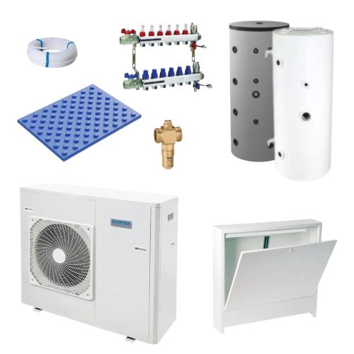 Kit Aerotermia con Suelo Radiante Domusa Dual Clima 16R 16kW R32 para 180m2