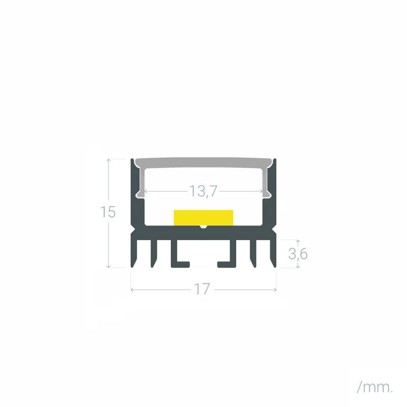 Perfil Aluminio Superficie para Tira LED hasta 13 mm