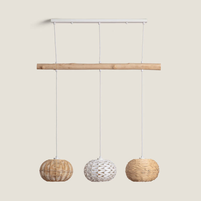 Lámpara Colgante Ratán y Madera Linfen