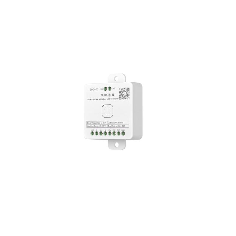 Controlador Regulador Tira LED 12/24V DC 12 en 1 Monocolor /CCT/RGB/RGBW/RGB+CCT/IC Digital SPI con Mando y Bluetooth