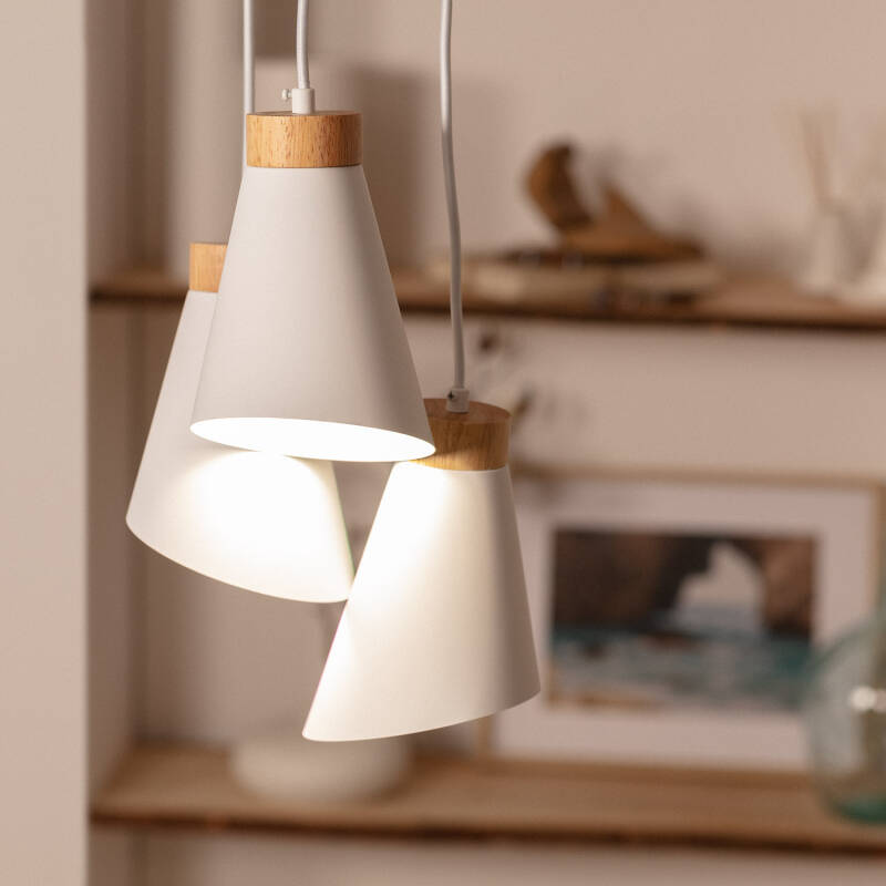 Lámpara Colgante Metal y Madera Itai
