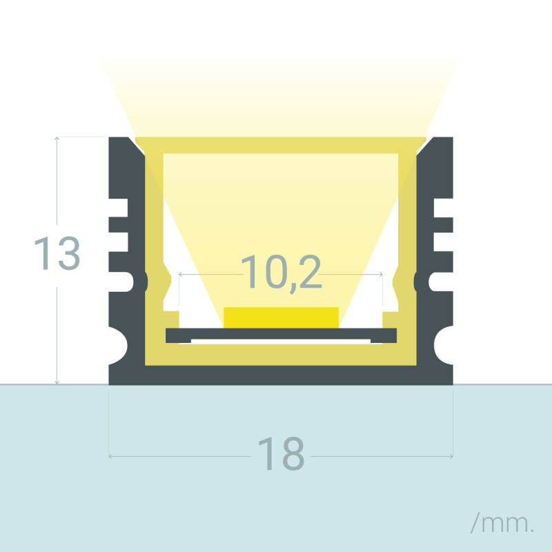 Perfil Aluminio Estanco IP65 Superficie 2m para Tira LED hasta 10 mm