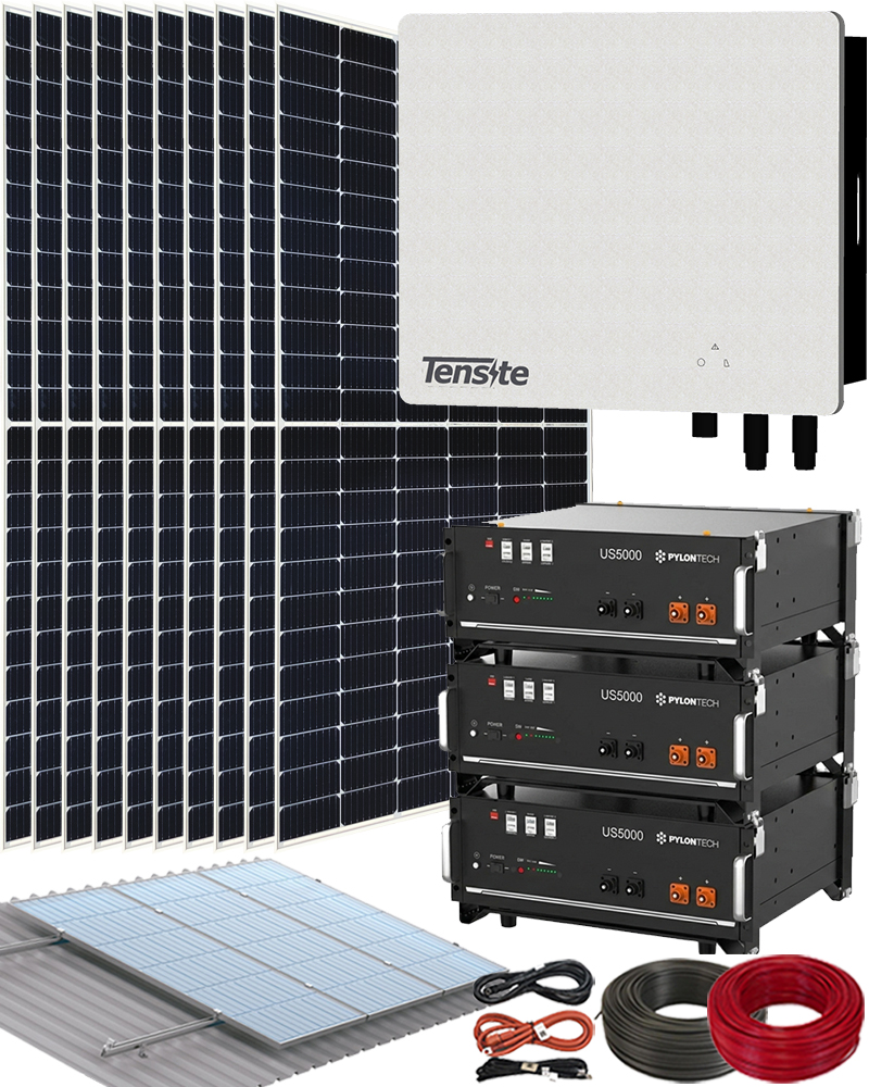 Kit Instalación Placas Solares en Casa con 3 Baterías de litio