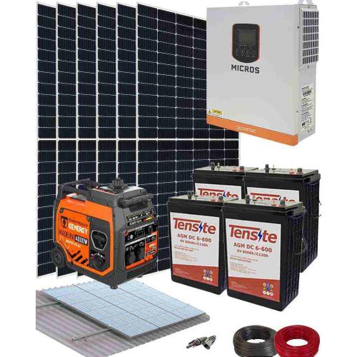 Kit Solar Vivienda Aislada 3500W 24V 5000kWhaño con Generador Genergy