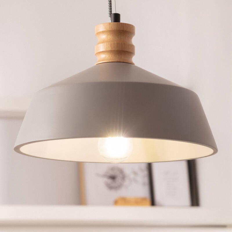 Lámpara Colgante Hormigón y Madera Kukojoa