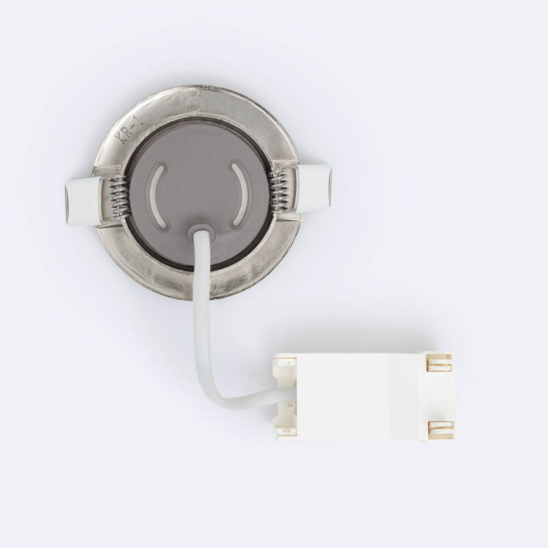 Foco Downlight LED 5W Direccionable Circular Níquel Cepillado Corte Ø 68 mm