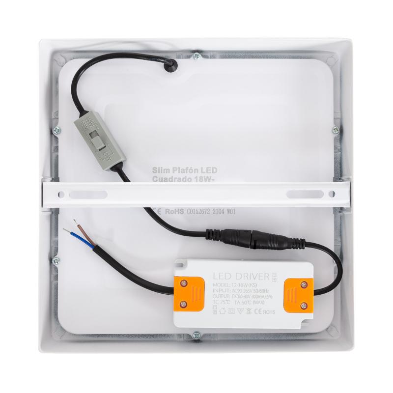 Plafón LED 18W Cuadrado Superslim CCT Seleccionable 220x220 mm