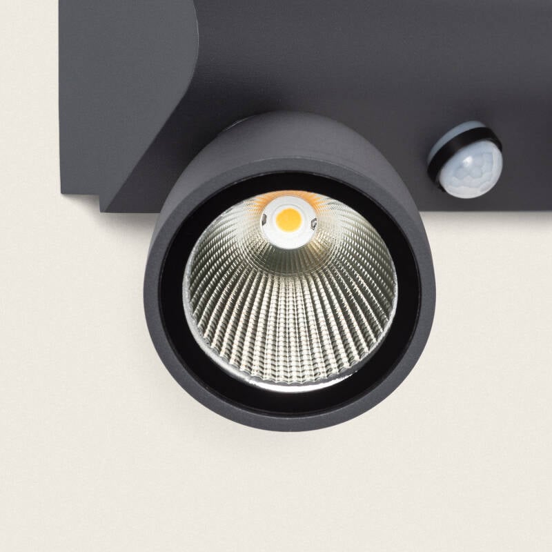 Aplique de Pared Exterior LED 12W Aluminio Con Detector de Movimiento PIR Abel Large Dos Focos