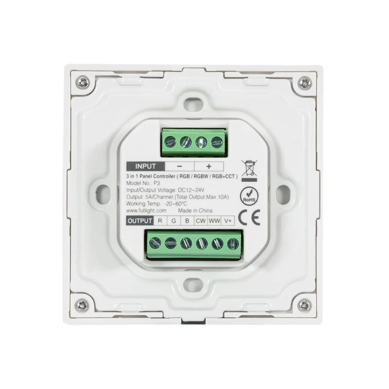 Controlador Regulador Pared Táctil LED RGB/RGBW/RGB+CCT 12/24V DC RF MiBoxer P3