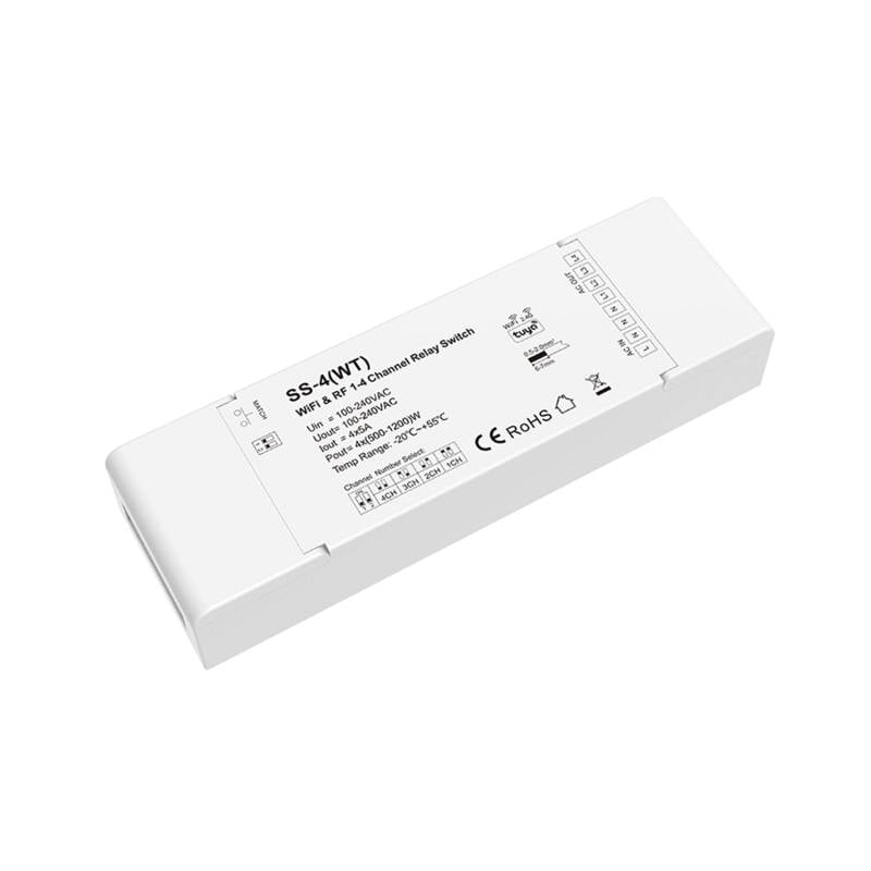 Interruptor WiFi 4 Canales Compatible con Pulsador y Mando RF SKYDANCE SS-4(WT)