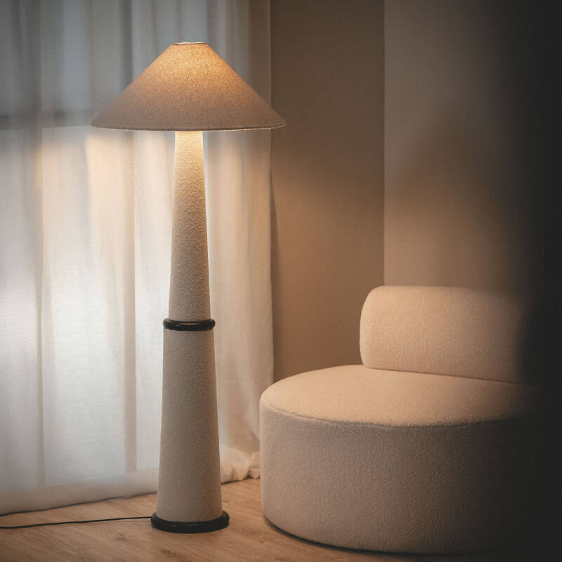 Lámpara de Pie Madera y Tela Lombe