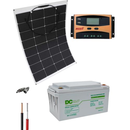 Kit Placa Solar Flexible Camper 12V con batería DC Solar 500Whdia