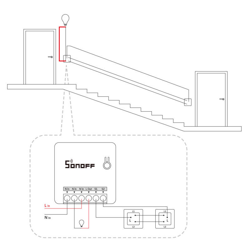 Interruptor WiFi Compatible con Interruptor Convencional SONOFF Mini R2 10A