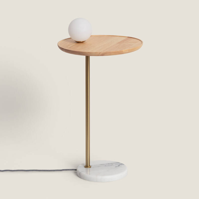 Lámpara de Mesa Madera y Cristal Brandt