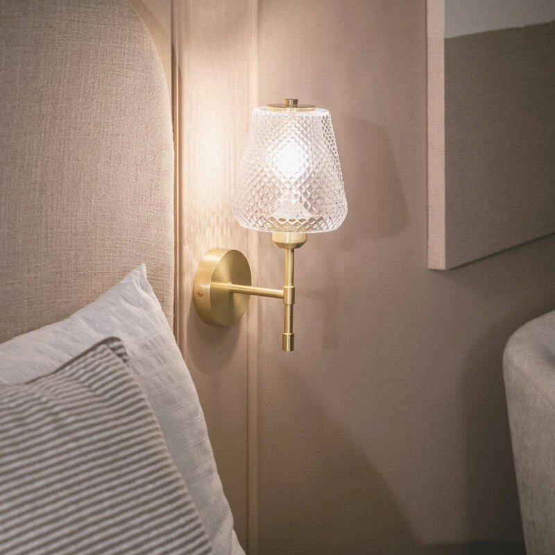 Aplique de Pared Metal y Cristal Stiklu