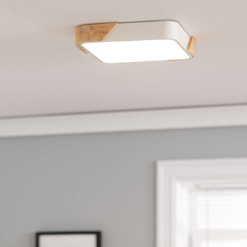 Plafón LED 18W Cuadrado Madera 325x325 mm CCT Seleccionable Semi-Dari