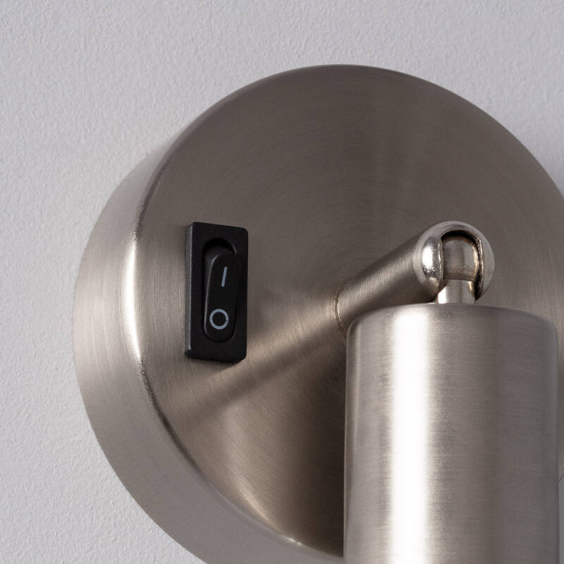 Lámpara de Pared Aluminio Orientable con Interruptor 1 Foco Oasis Plata