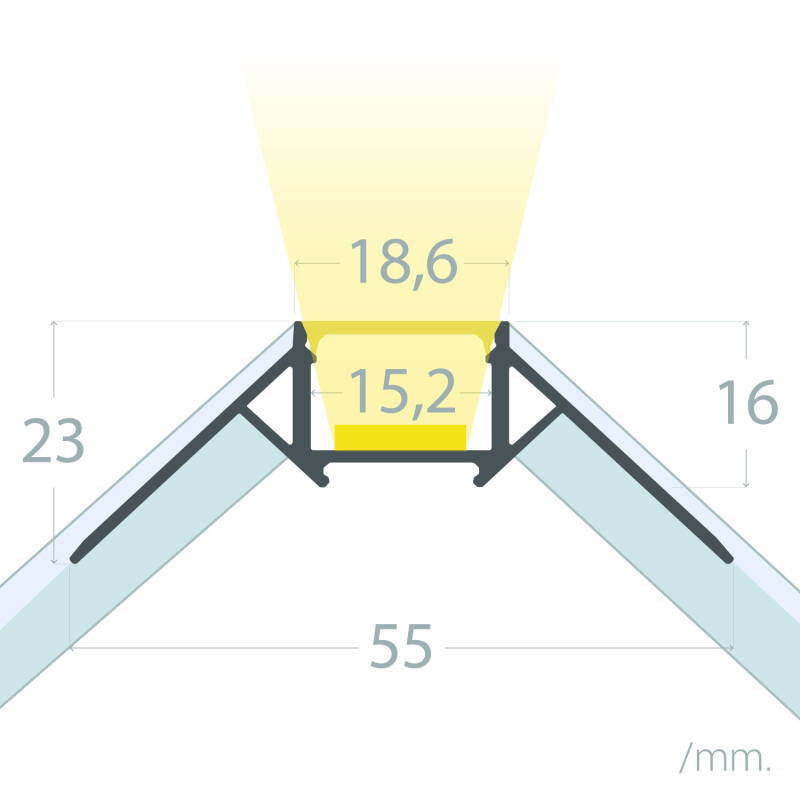 Perfil Aluminio Integrado en Escayola/Pladur Esquina Arista para Tira LED hasta 15 mm