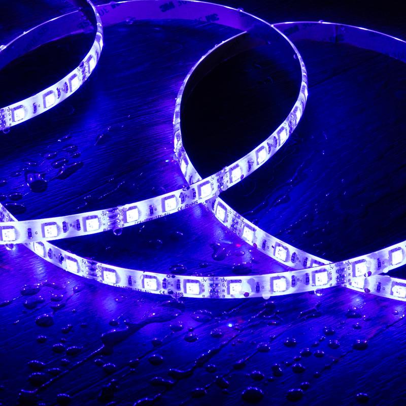 Tira LED 12V RGB SMD 60 LED/m 5m 9W/m Ancho 10mm Corte 5cm IP65