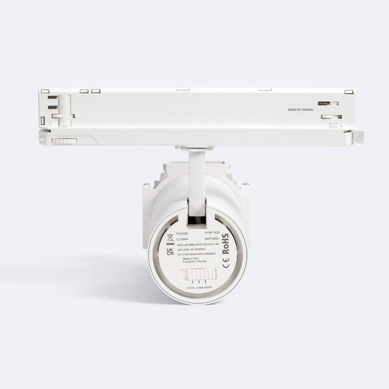 Foco Carril LED Trifásico 30W Fasano Cinema CCT Seleccionable Regulable DALI Blanco