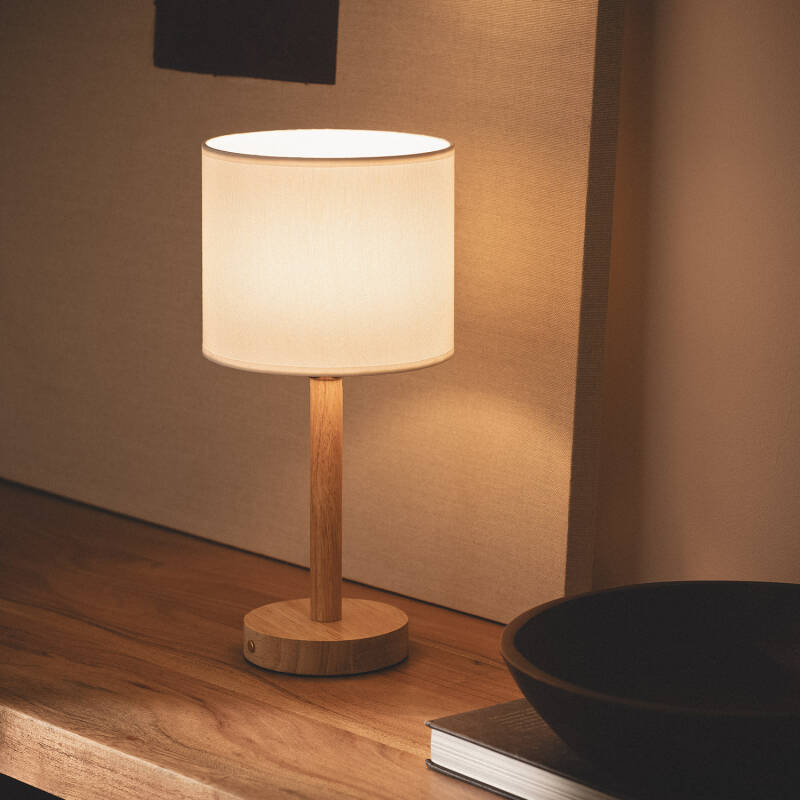Lámpara de Mesa LED Portátil Madera con Batería USB Recargable Folgosa