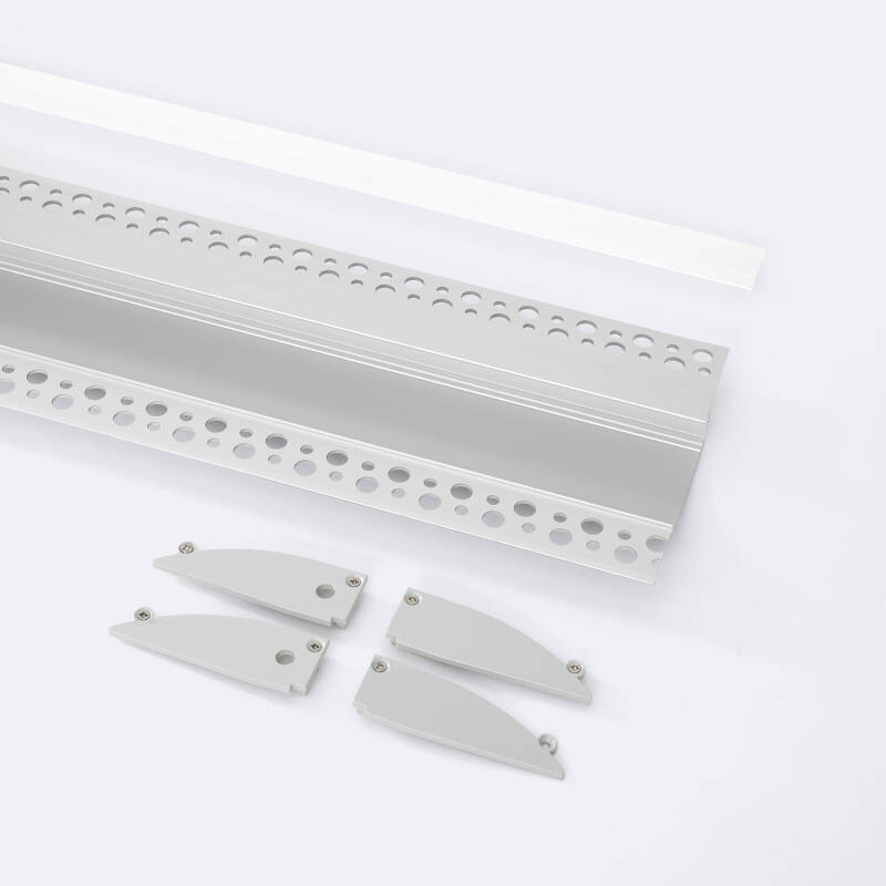 Perfil Aluminio Empotrable para Escayola/Pladur 2m para Tira LED hasta 12mm