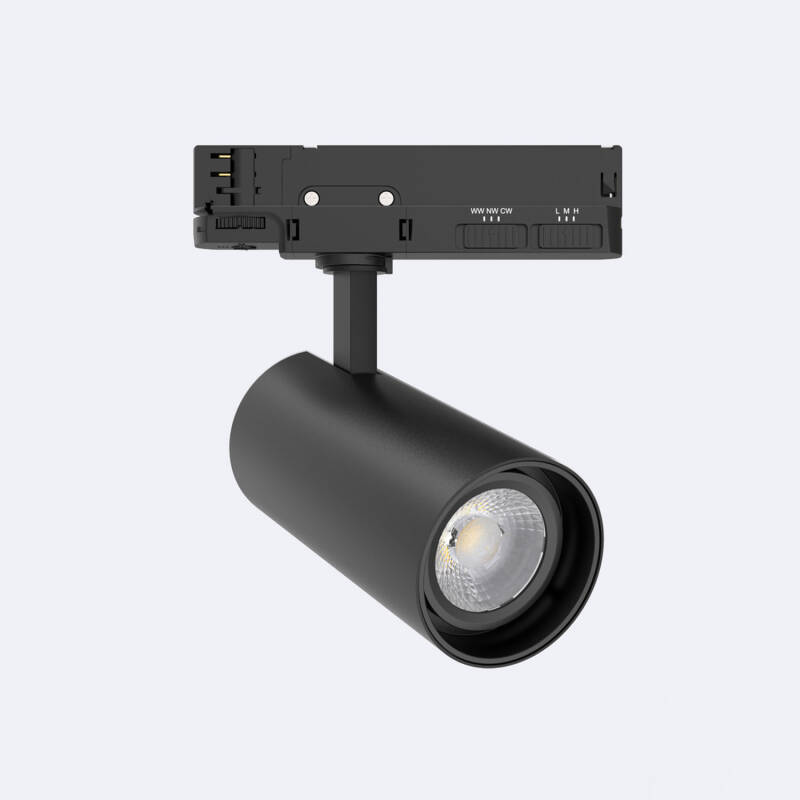 Foco Carril LED Trifásico 30W Fasano CCT Seleccionable Regulable DALI Negro