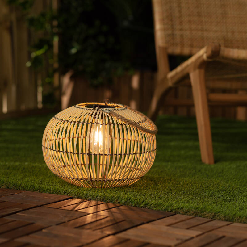 Lámpara de Mesa Exterior Solar LED de Ratán Sipur