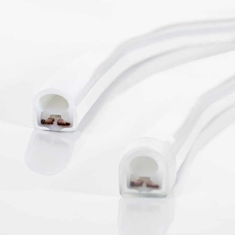 Tira LED Neón Regulable 220V BOBINA 50m Blanco Neutro Semicircular 180 9W/m Corte 100cm IP67