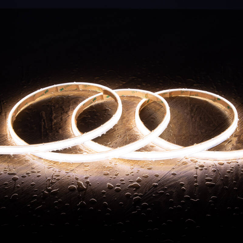 Tira LED Regulable 220V COB Autorrectificada 560 LED/m BOBINA 50m 14W/m 1250lm/m SILICONE FLEX IC-2P Ancho 10mm Corte 10cm IP65