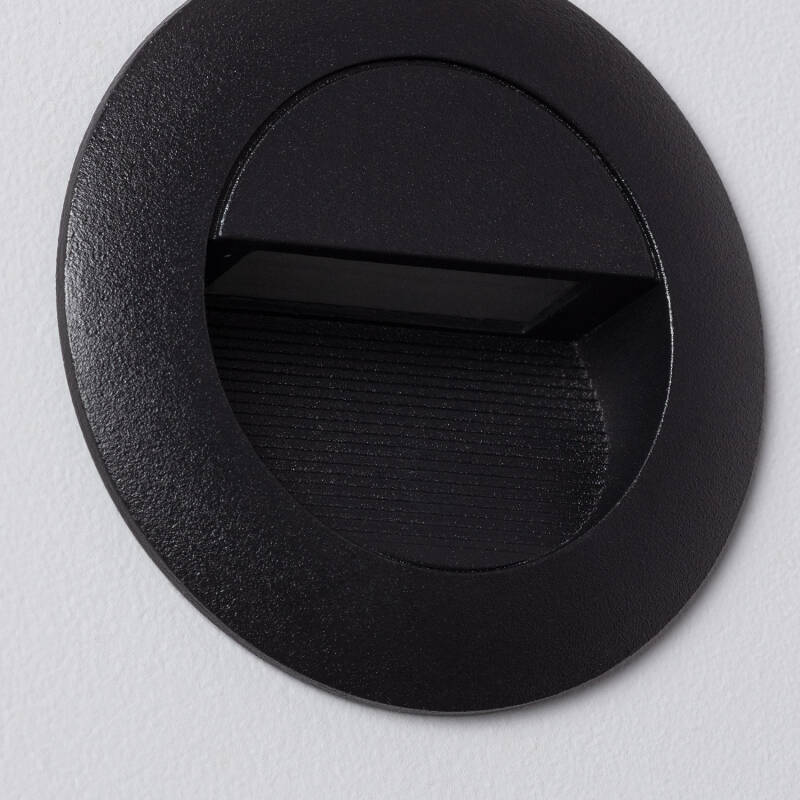 Baliza Exterior LED 3W Empotrable Pared Circular Negro Olite