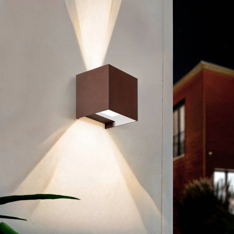 Aplique de Pared Exterior LED 10W Aluminio Iluminación Doble Cara CCT Seleccionable Denny Square