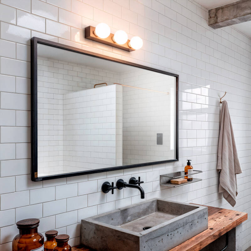 Lámpara de Pared Baño Metal 3 Focos Aizkra