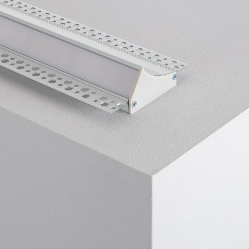 Perfil Aluminio Empotrable para Escayola / Pladur para Tira LED hasta 20mm con Tapa Continua