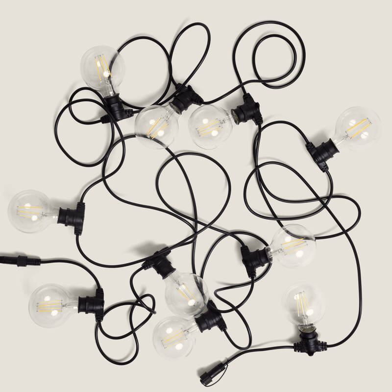 Guirnalda Exterior con Bombillas LED B22 Filamento G95 10m IP44 Negro