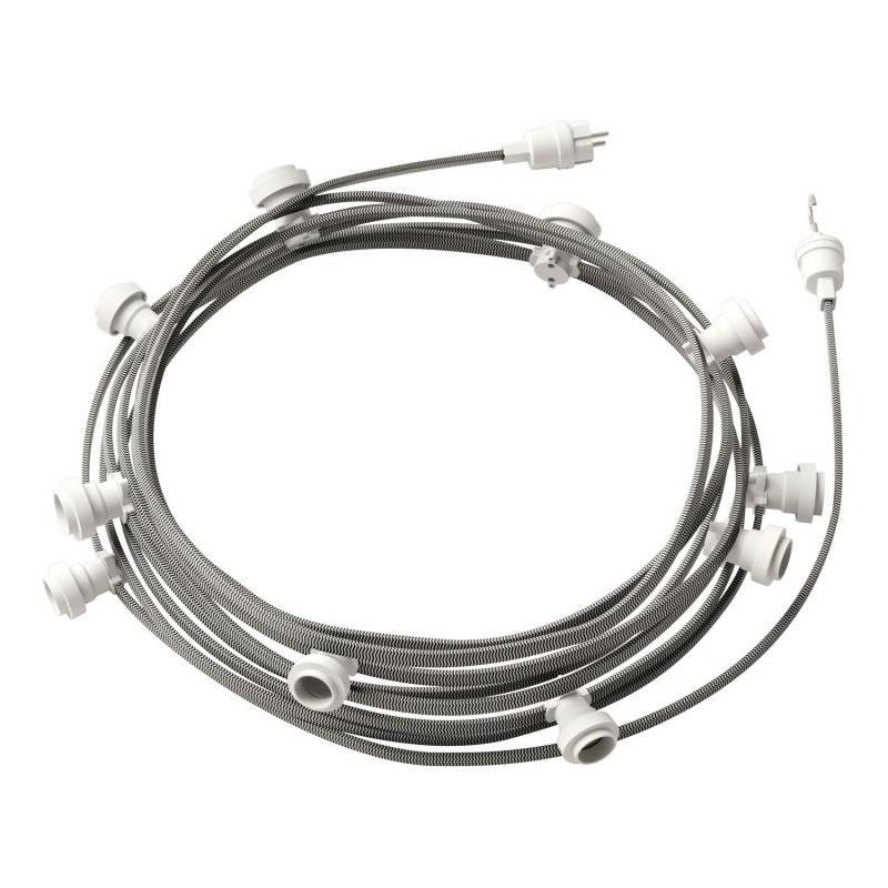 Guirnalda Exterior Lumet System 12.5m con 10 Portalámparas E27 Blanco Creative-Cables CATE27B125